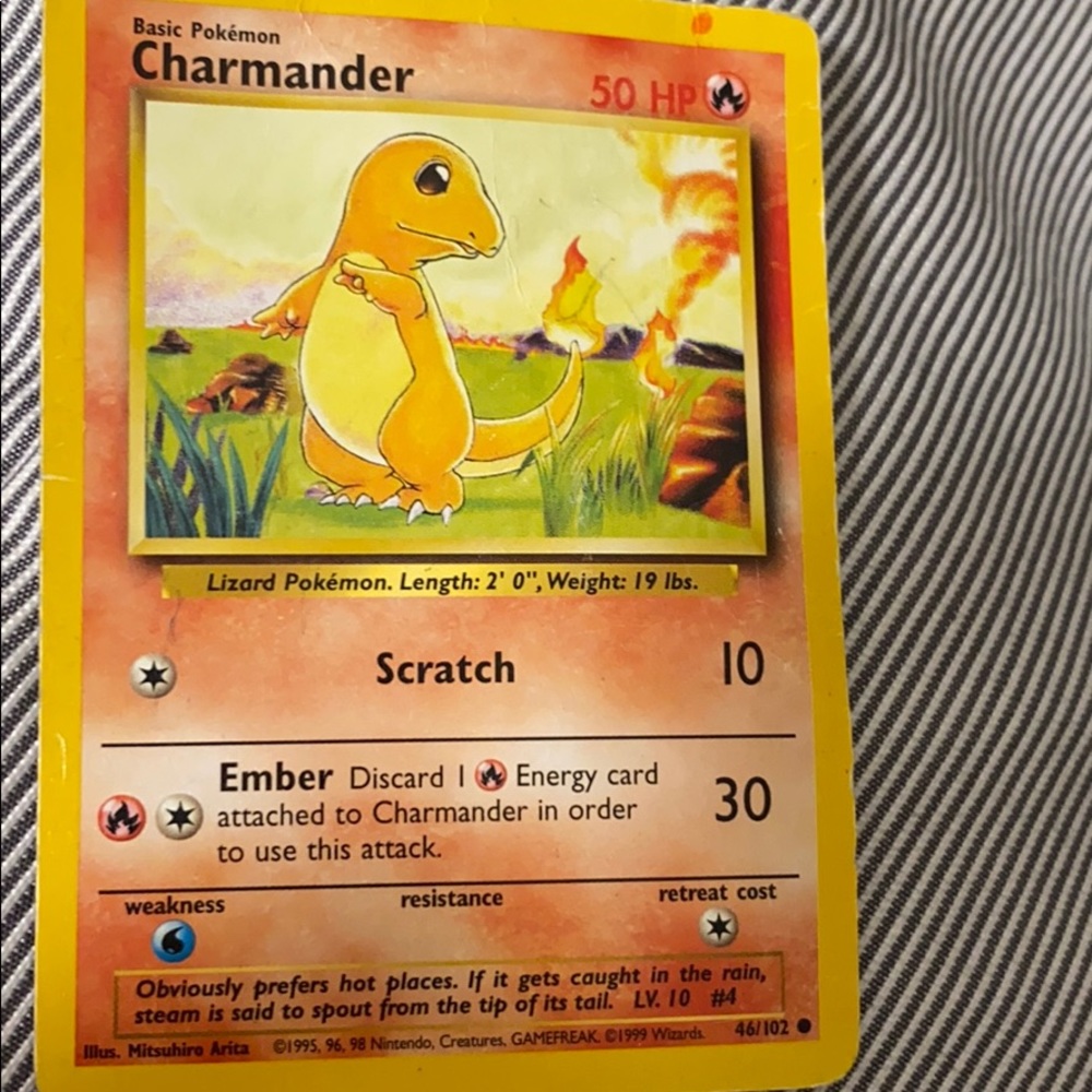 1st edition charmander card 1995 96 98